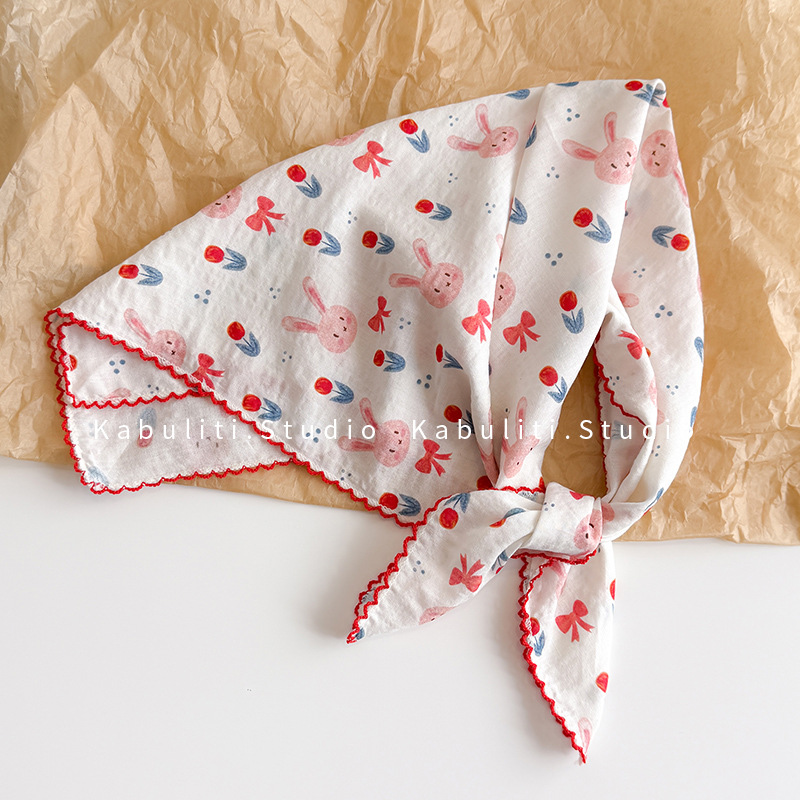 Face Scarf Mask - Хлопково-льняной квадратный платок 58 см с